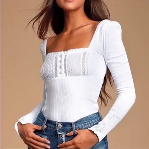 Free People Sugar Sugar White Top Size Medium